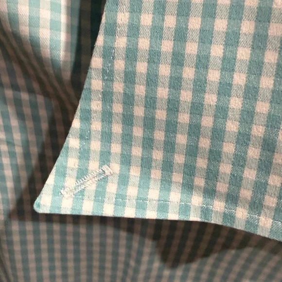 Peter Millar Turquoise Checkered Button Down Shirt - Picture 3 of 5